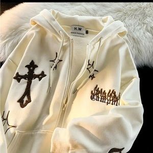 Y2K Vintage, street wear hoodie with custom embroidery.